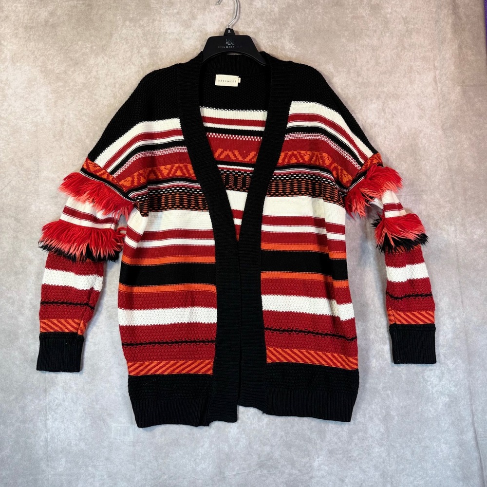 Anthropologie Dreamers Cardigan Women M L Fringe Southwest Boho Festival Gypsy